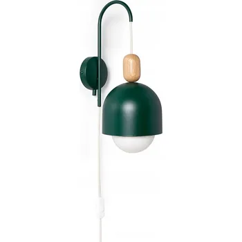 Nástěnné svítidlo Nástěnná lampa Loft Ovoi zelená, nástěnná lampička se zástrčkou a vypínačem