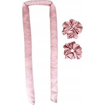 Hedvábný natáčky na vlasy 100% HEDVÁBÍ + 2 gumičky scrunchie + natáčka na lokny růžová