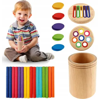 Dřevěná hračka Montessori hračky pro 3leté děti, dvojité vzdělávací hračky pro batolata