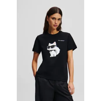 Dámské tričko TRIČKO KARL LAGERFELD IKON AQUARELLE C T-SHIRT BLACK