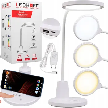 Lampička Stolní lampička Ledhoff bílá LED 10W s regulací barvy a intenzity světla
