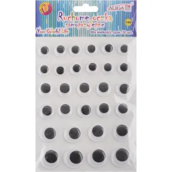 Oči pohyblivé 30ks kulaté, mix velikostí, samolepicí