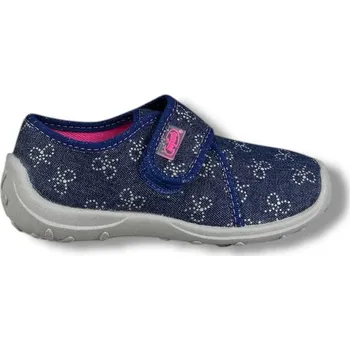 Dívčí baleríny Dívčí domácí obuv Befado - modré, mašličky - 29