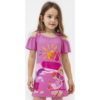 Dívčí šaty Šaty s krátkým rukávem bavlněné BEACH GIRL růžové MINI Mayoral velikost: 128