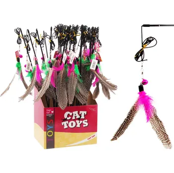 Vábnička s peřím na gumičce a rolničkou Magic Cat 47 cm