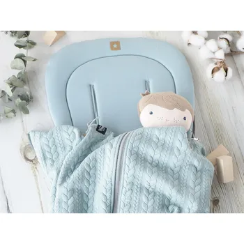 SET Podložka prodloužená (sea green, šedý fleece) + copánková deka (sea green, šedý fleece)