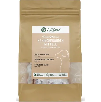 Pamlsek pro psa AniForte Králičí uši s kožešinou - 100% přírodní žvýkací svačinka (100 g)