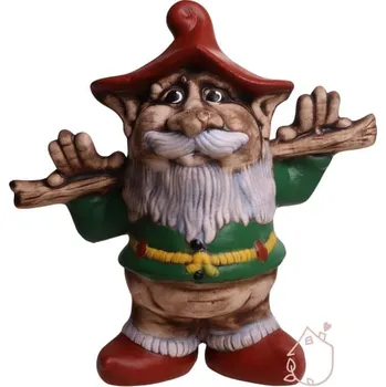 Zahradní dekorace trpaslík na zahradu | keramický velký, vícebarevná
