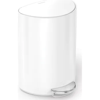 Odpadkový koš Simplehuman Pedálový odpadkový koš 6 l, půlkulatý, bílá ocel