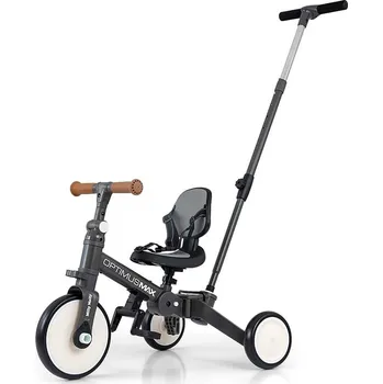 Odrážedlo Dětská tříkolka 5v1 Milly Mally Optimus Max s vodící tyčí dark grey