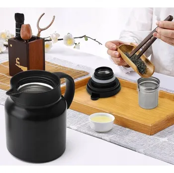 Termoska TERMOSKA DŽBÁN 1L OCELOVÁ NA ČAJ A KÁVU ČERNÁ S FILTREM ČERNÁ