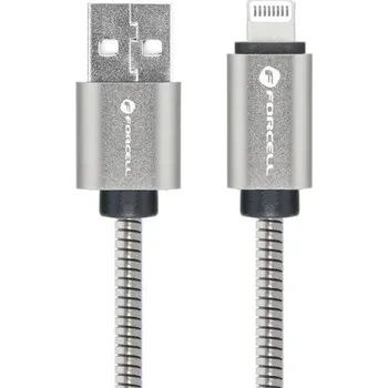 Datový kabel Forcell F-Energy kabel USB A - Lightning, 2,4A, 12W, 2 m, stříbrný