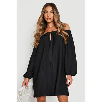 Dámské šaty BOOHOO ČERNÁ ŠATY OFF SHOULER (38)