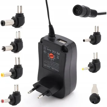 UNIVERZÁLNÍ NAPÁJECÍ ADAPTÉR 3V 4.5V 5V 6V 7.5V 9V 12V Regulovatelný s Koncovkami