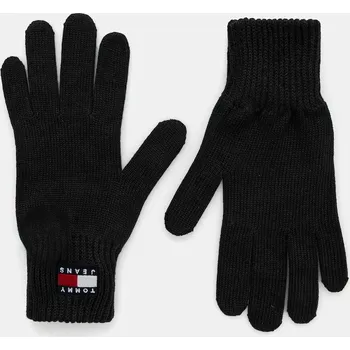 Rukavice Bavlněné rukavice Tommy Jeans dámské, černá barva, AW0AW17914 99X, vel. ONE SIZE
