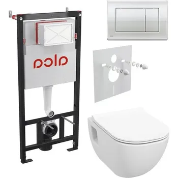 Alcadrain Set modulu do sádrokartonu, WC EBS Diana New Rimless, sedátka a tlačítka, chrom lesk M271