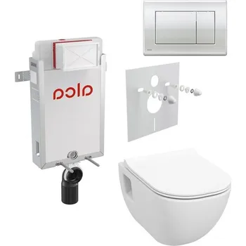 Alcadrain Set modulu k zazdění, WC EBS Diana New Rimless, sedátka a tlačítka, chrom lesk M271