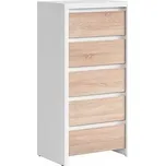 Black Red White KASPIAN komoda KOM5S bílá/dub sonoma