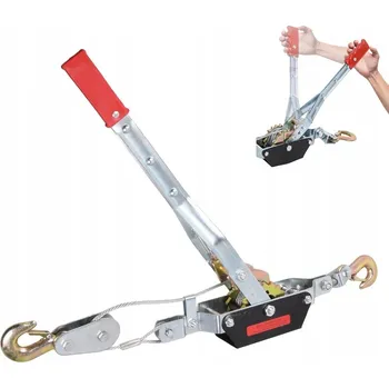 zvedák LANOVÝ ZVEDÁK RUČNÍ NAVIJÁK 2 T 2 HÁKY NAPÍNÁK 2000 KG OCELOVÝ