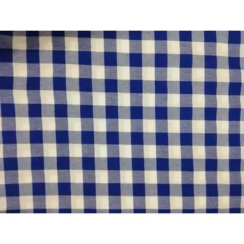 Bavlněná česká látka šíře 160cm - Kostka modrá a bílá 2cm (50cm)