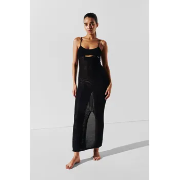 Dámské plavky PLÁŽOVÉ OBLEČENÍ KARL LAGERFELD CROCHET MAXI BEACH DRESS BLACK