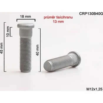 Šroubek na kolo Kolový šteft M12x1,25x40mm, průměr tisícihranu 13 mm G, BIMECC