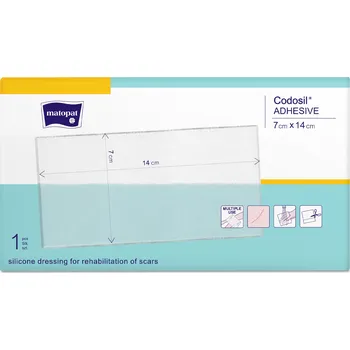 Bylinná léčivá mast Matopat Codosil Adhesive silikonové krytí pro korekci jizev 7 x 14 cm, 1 ks