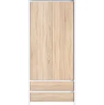 Black Red White KASPIAN šatní skříň SZF2D2S bílá/dub sonoma