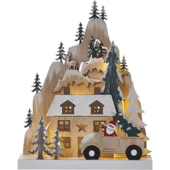 Vánoční dekorace LED VÁNOČNÍ KRAJINKA 17x5,2x22 cm, teplá bílá, časovač