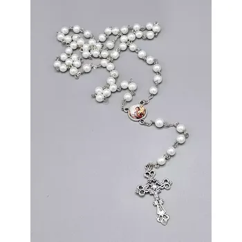 Růženec Kateřina Vlasáková Růženec Svatý Kryštof - bílé perly