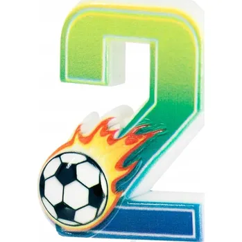 Dortová svíčka Fotbalový na dort svíčka Číslice 2 fotbalové narozeniny