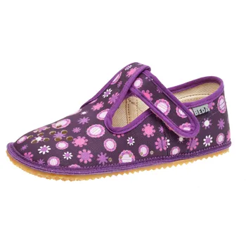 BEDA BAREFOOT dětské papučky - BF 060010/W/PF Violet Flower Velikost: 23