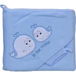 Froté ručník - Scarlett velryby s kapucí - modrá