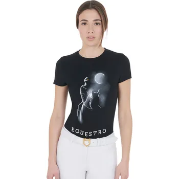 Dámské tričko EQUESTRO Triko Moon Riding EQUESTRO, dámské, černé XL
