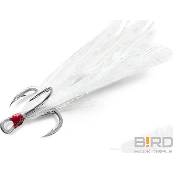 Delphin Trojháček Bird Hook Triple Bílá Pírka 3 ks Velikost: 8