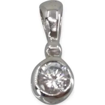 Přívěsek Stříbrný přívěsek s kulatým čirým zirkonem, rhodiovaný – 925/1000 Rhodiované stříbro 925/1000, čirý zirkon, 2 cm