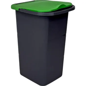 Odpadkový koš BELLI e FORTI s.r.l. Belli E Forti koš na tříděný odpad PREMI, šedý, plast, zelené víko, 24 L
