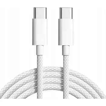 Datový kabel JP nylonový kabel USB-C na USB-C, bílý, 1 metr