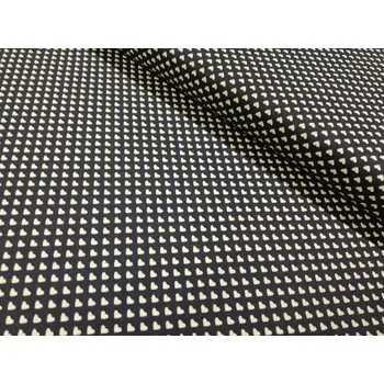 Bavlněná česká látka šíře 140cm - bílá srdíčka 0,5cm na tm. modré (50cm)