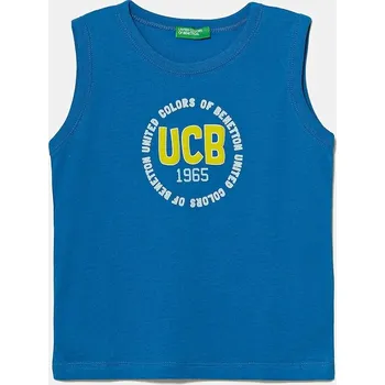 Dětské bavlněné tričko United Colors of Benetton modrá barva, s potiskem, 3I1XGH013 3I1XGH013.P.Seasonal 55X, vel. 90