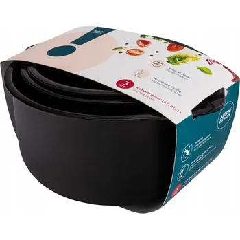 Sada 3 kuchyňských Misky s odměrkou Altom Design černá 1,5/2/3 l