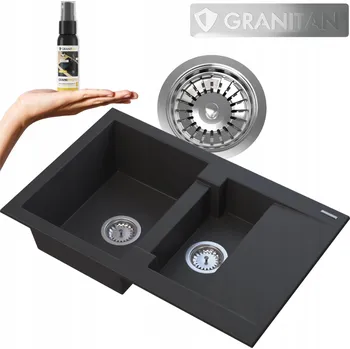 Granitový dřez Dřez jednokomorový s vaničkou Granitan granit černý