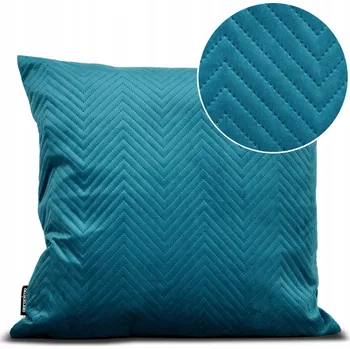 Polštář Dekorativní Polštář do obývacího pokoje 50x50 sametový Prošívaná cikcak tyrkysový