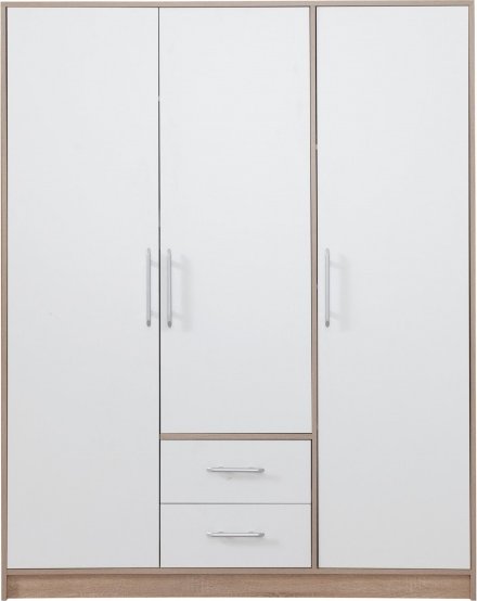Meblar Šatní skříň Smart SR 2 bílá + sonoma NÁSTAVEC na skříň: BEZ nástavce