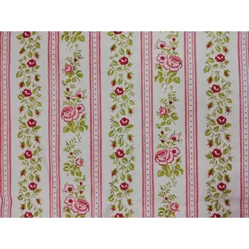 Bavlněná česká látka šíře 140cm - Růže v pruhu růžová (50cm)