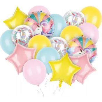 Balónek SADA BALÓNKŮ JEDNOROŽEC HVĚZDIČKY latexové balónky MIX HEL 18ks PG