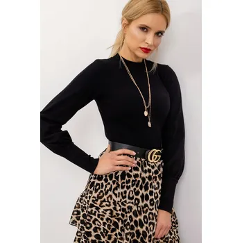 Dámské tričko RUE PARIS Žebrované triko s dlouhým rukávem 5223.15 černé Velikost: L