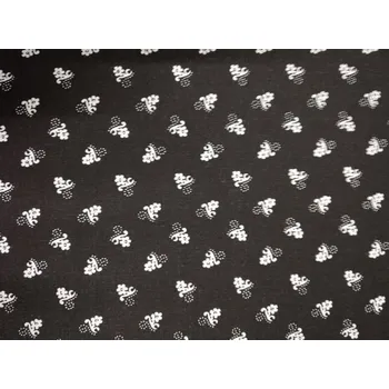 Bavlněná česká látka šíře 140cm - Kvítky na černé (50cm)
