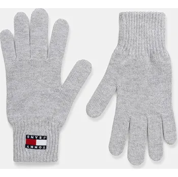 Rukavice Bavlněné rukavice Tommy Jeans dámské, šedá barva, AW0AW17914 09X, vel. ONE SIZE