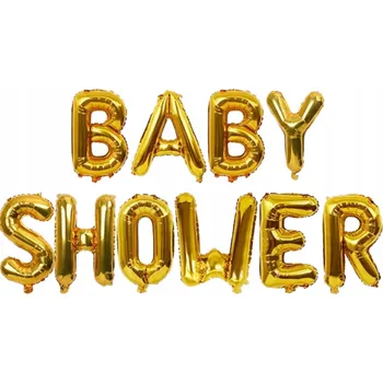 Party dekorace NÁPIS Z BALÓNKŮ 40 cm BABY SHOWER dekorace na oslavu čápově zlatá